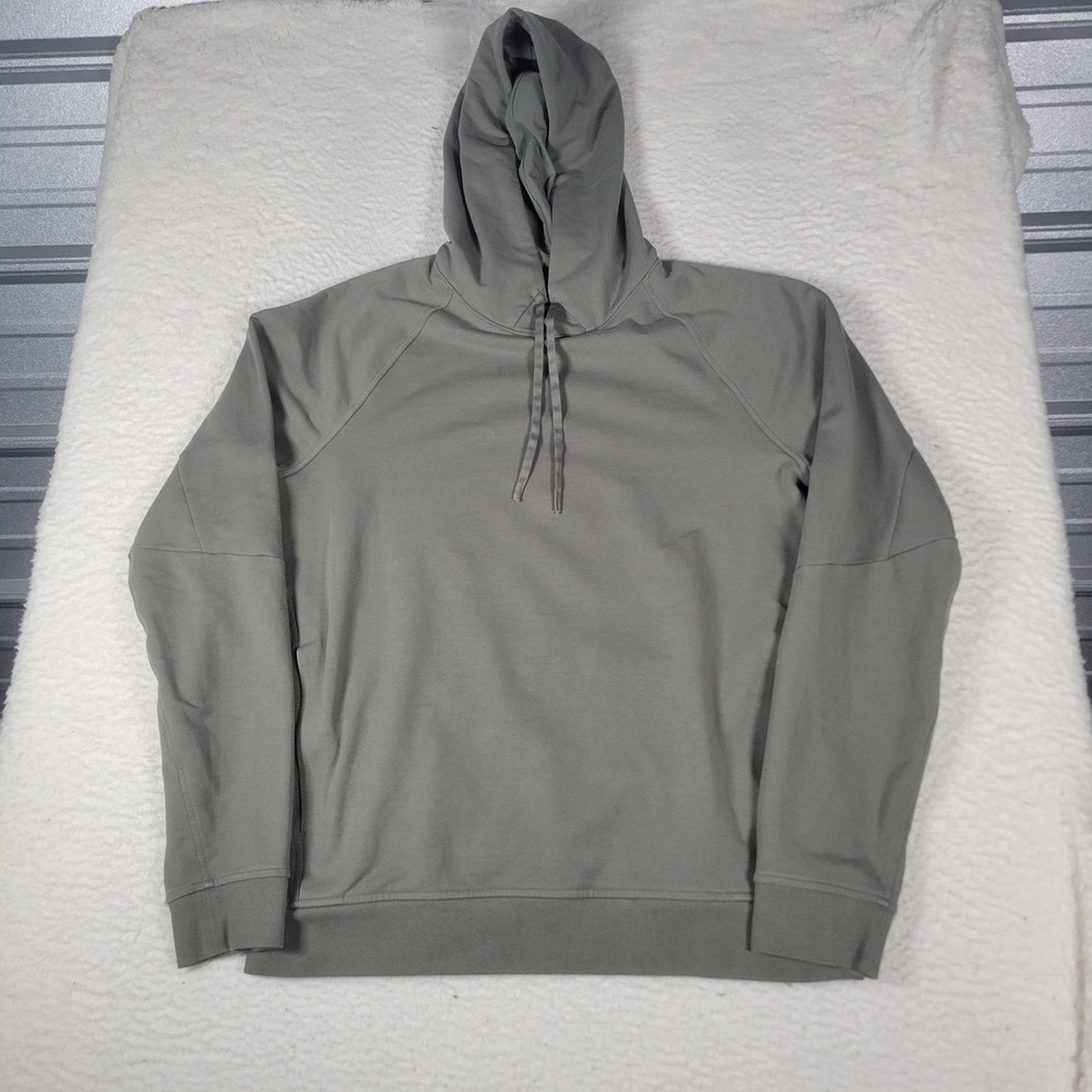 Lululemon City Sweat Pullover Hoodie Mens Size M Green Raglan Stretch Fleece